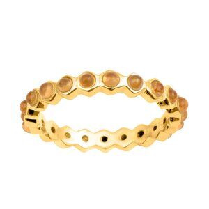 Full Eternity Ring 925 Sterling Silver Gold Plated Round Citrine Hexagonal Ring